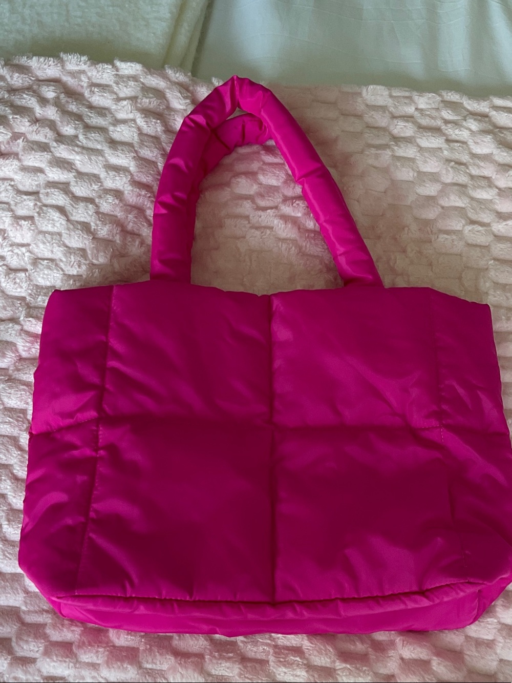 Hot Pink Quilted Tote Bag - Unbranded